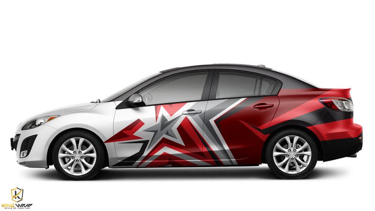 Mẫu tem dán xe ô tô Mazda 3 demo đẹp giá rẻ, uy tín | Kingwrap