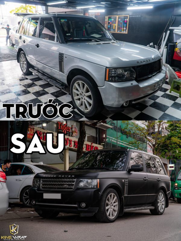 Range Rover trước và sau khi wrap đổi màu black matte