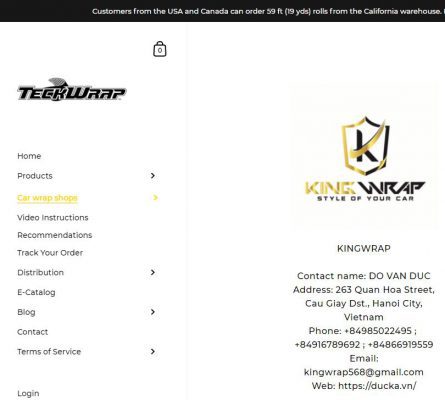 Kingwrap nhà phân phối decal oto chính hãng Teckwrap Mỹ