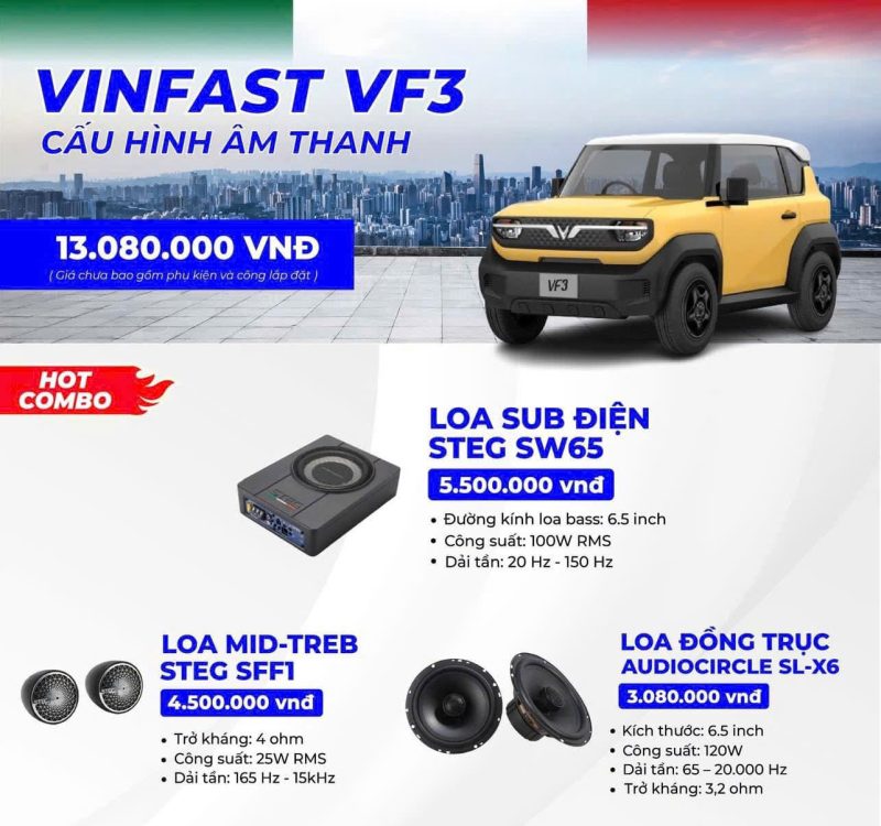 Độ loa ô tô VF3 tầm trung