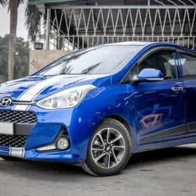 Dán tem xe oto đẹp Grand I10 2 Hyundai Grand I10 len tem soc trang xanh 1