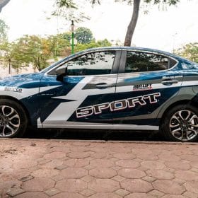 Dán Tem xe oto Mazda 2 phong cách thể thao 3 Mazada 2 tem suon 1
