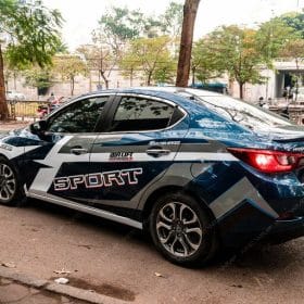 Dán Tem xe oto Mazda 2 phong cách thể thao 4 Mazada 2 tem suon 5