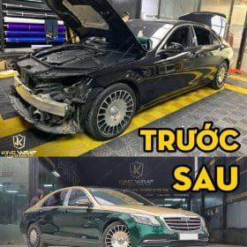 Dán decal đổi màu ô tô đẹp giá rẻ Mercedes S450 style Maybach 4 S450 doi mau den sang xanh teckwrap GAL29s vang gold 1