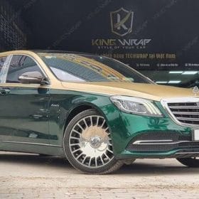 Dán decal đổi màu ô tô đẹp giá rẻ Mercedes S450 style Maybach 2 S450 doi mau den sang xanh teckwrap GAL29s vang gold 3