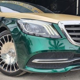 Dán decal đổi màu ô tô đẹp giá rẻ Mercedes S450 style Maybach 3 S450 doi mau den sang xanh teckwrap GAL29s vang gold 5