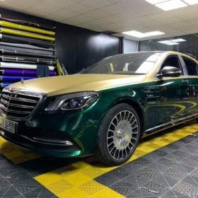 Dán decal đổi màu ô tô đẹp giá rẻ Mercedes S450 style Maybach 1 S450 doi mau den sang xanh teckwrap GAL29s vang gold 7