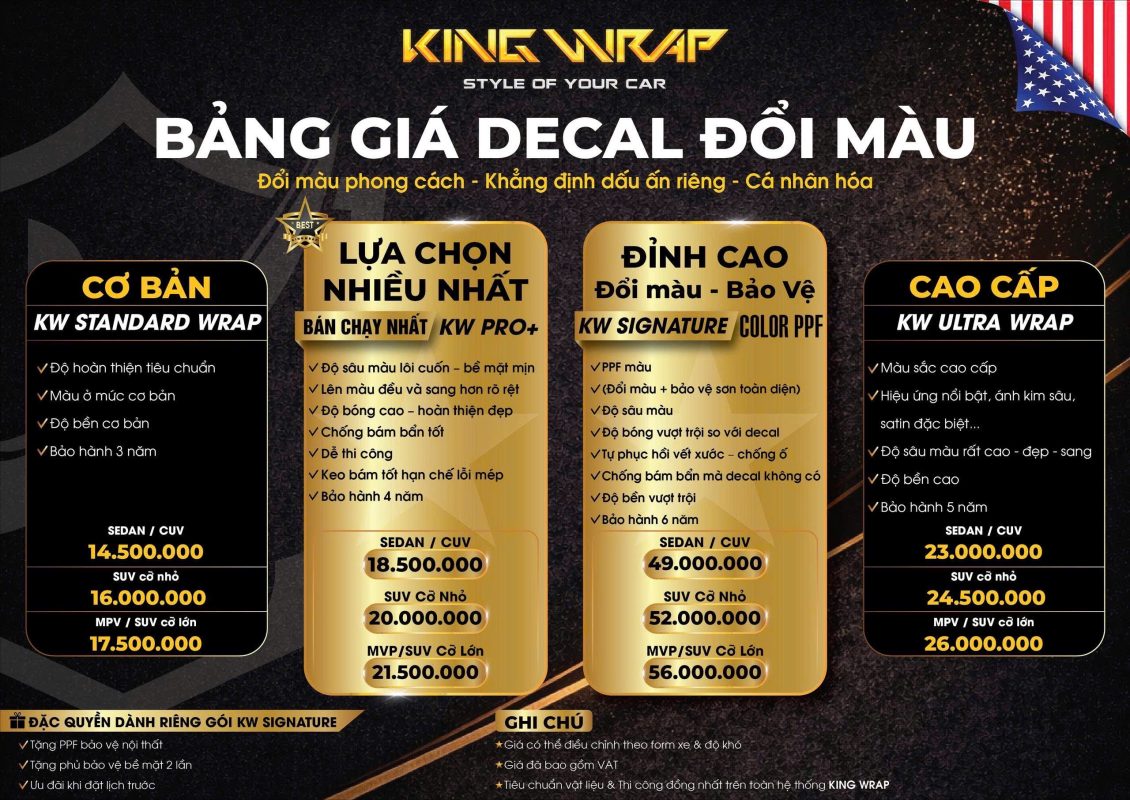 Dán decal xe ô tô giá bao nhiêu? Bảng giá 2026