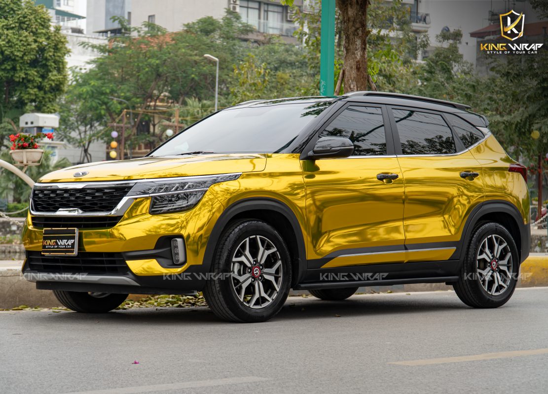 Dán đổi màu vàng chrome Kia Seltos thời thượng
