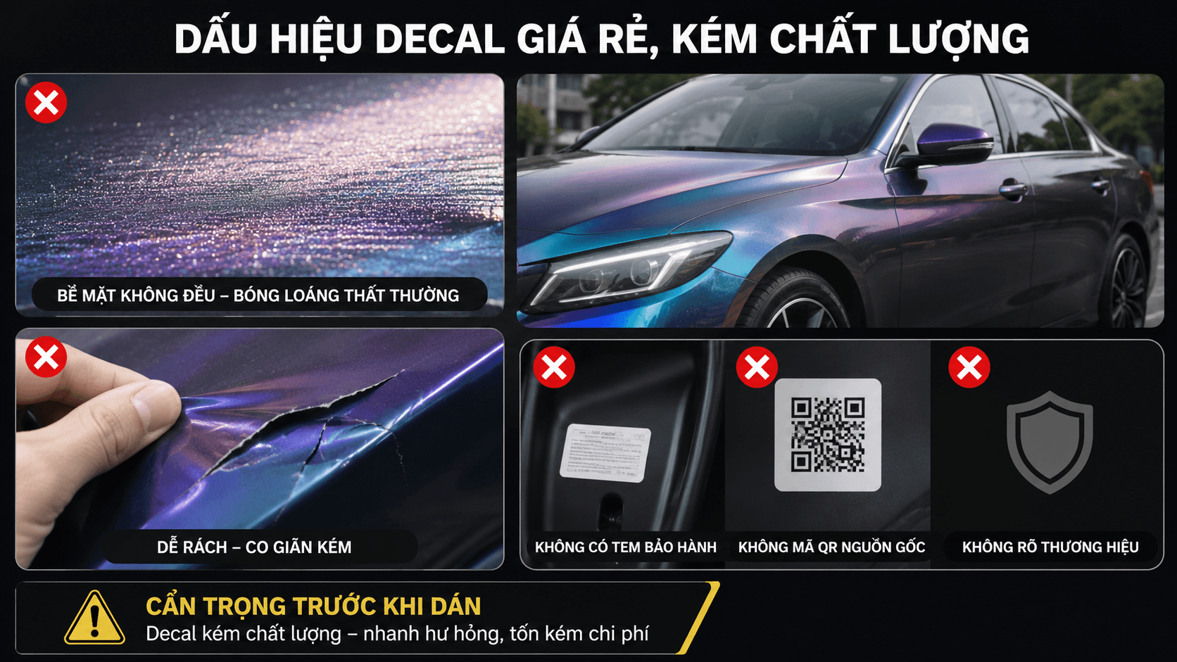 4 Tác hại khi dán decal giá rẻ: Đừng để “tiền mất tật mang” vì ham rẻ