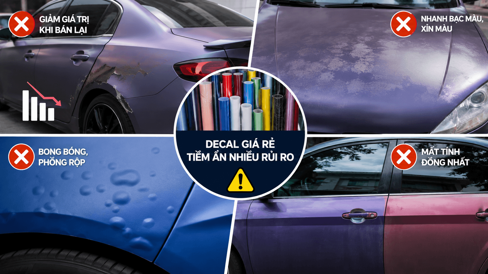 4 Tác hại khi dán decal giá rẻ: Đừng để “tiền mất tật mang” vì ham rẻ