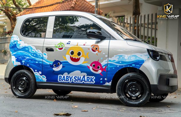 Dan tem xe VinFast Minio Green phong cach Baby Shark