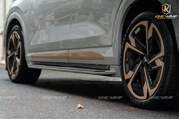 Dán đổi màu xám xi măng PET 2308 kết hợp viền vàng đồng cho VinFast VF9 