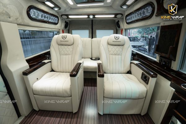 Bọc da ghế, đổi màu nội thất Transit tại KingWrap