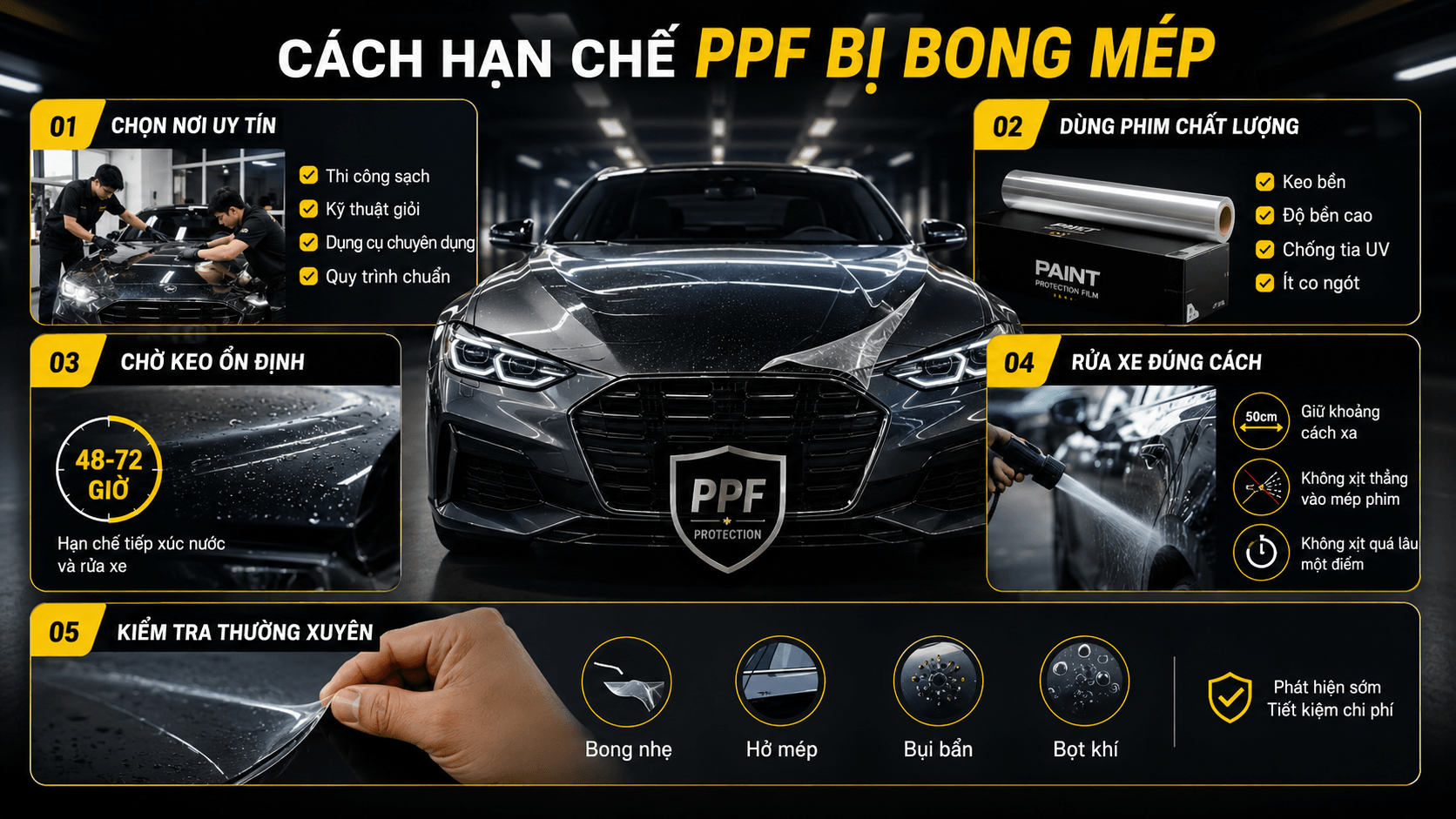 10 Nguyên nhân khiến PPF bị bong mép sau vài tháng sử dụng