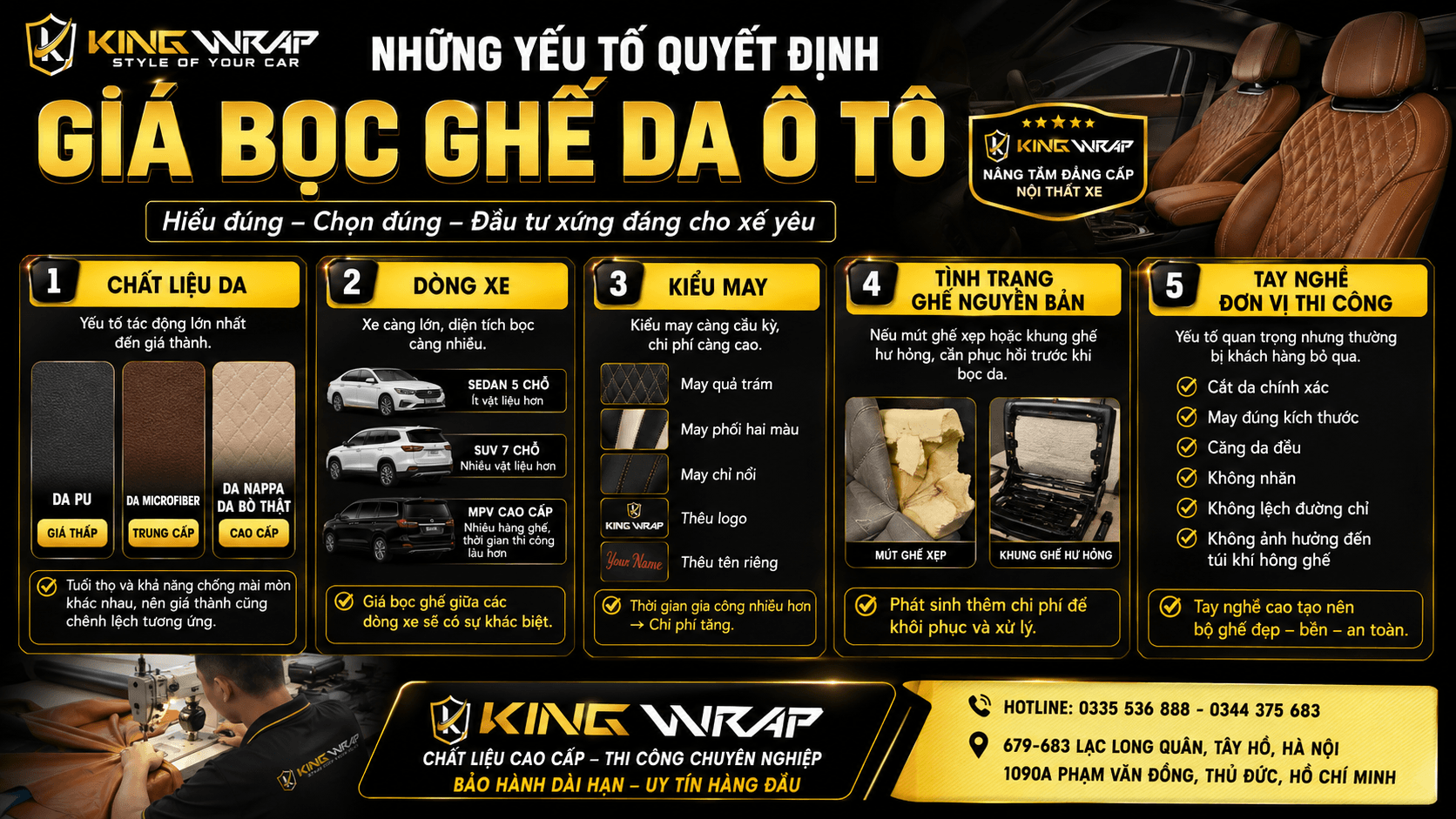 Bọc ghế da ô tô bao nhiêu tiền? Báo giá mới nhất 2026 Bọc ghế da ô tô bao nhiêu tiền? Báo giá mới nhất 2026