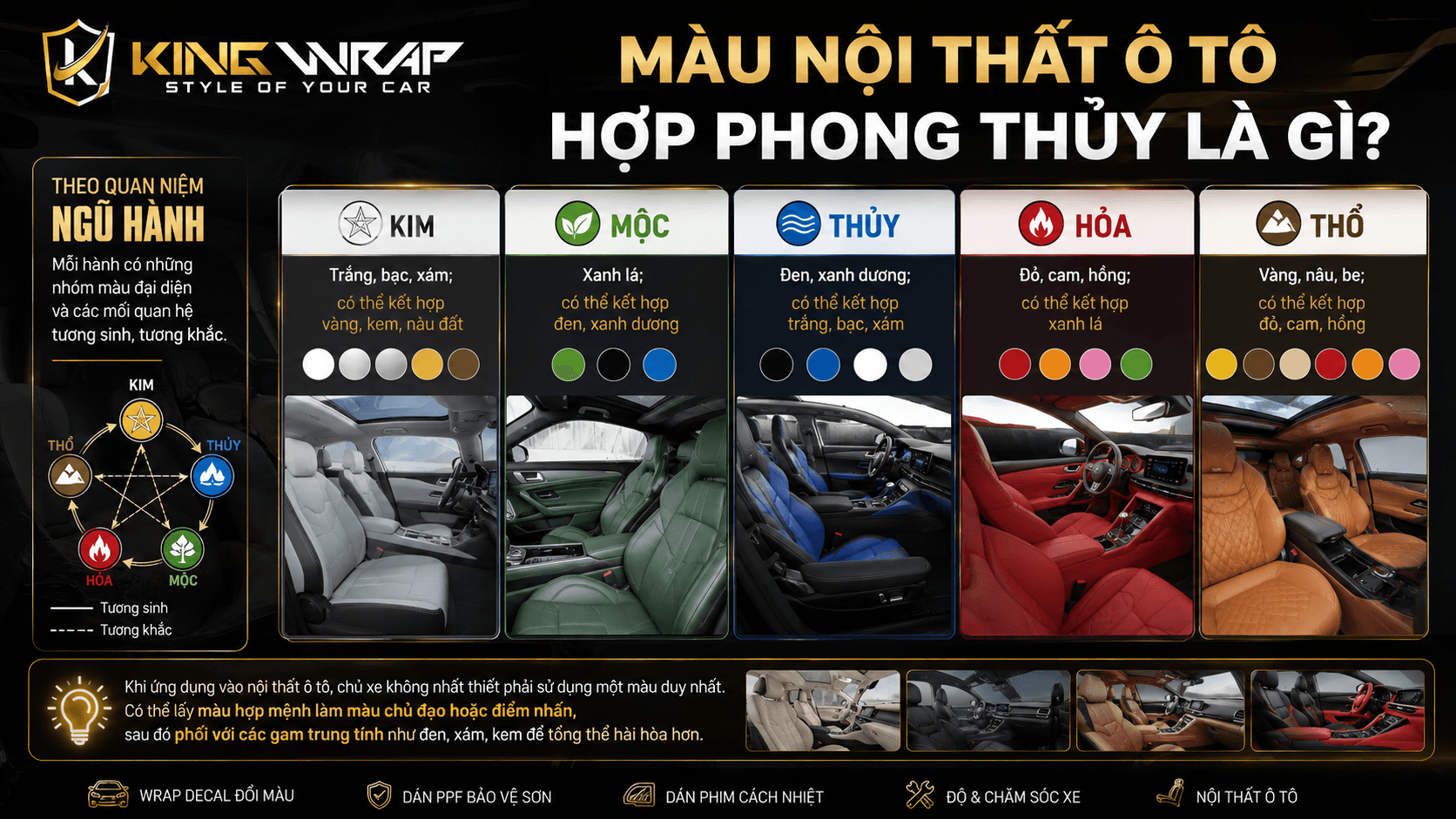 Màu Nội Thất Ô Tô Hợp Phong Thủy - Chuẩn Theo Ngũ Hành Màu Nội Thất Ô Tô Hợp Phong Thủy - Chuẩn Theo Ngũ Hành