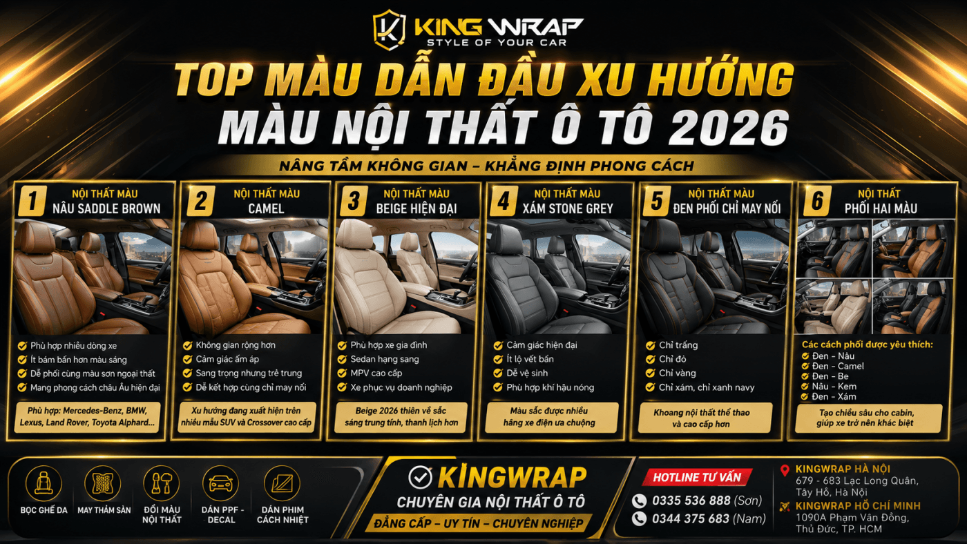 Top 5+ Màu dẫn đầu xu hướng màu nội thất ô tô 2026 7 Màu nội thất ô tô 2026