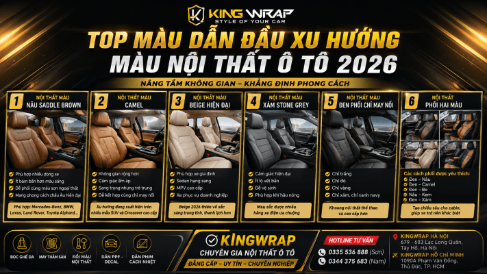 Màu nội thất ô tô 2026