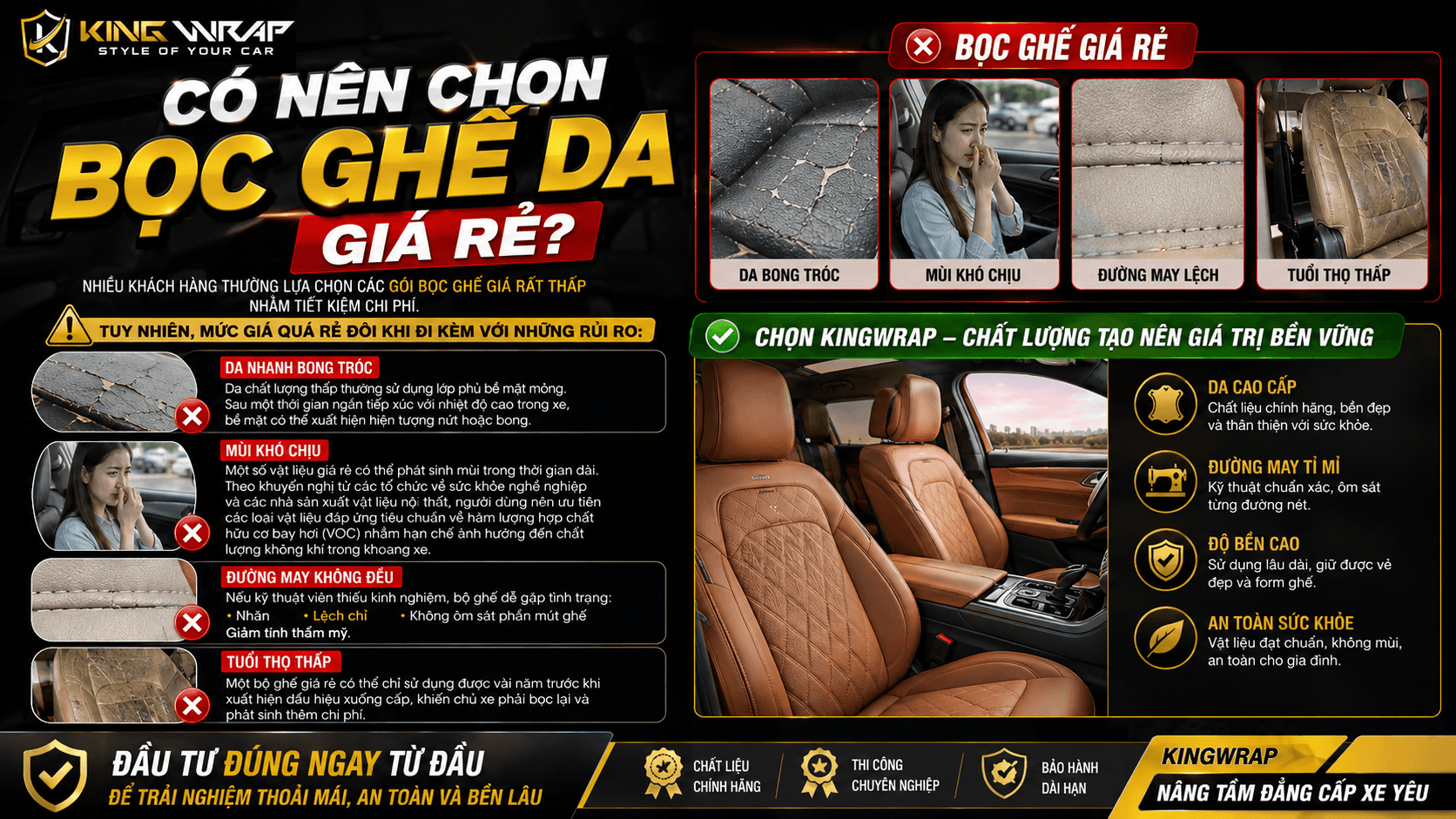 Bọc ghế da ô tô bao nhiêu tiền? Báo giá mới nhất 2026 Bọc ghế da ô tô bao nhiêu tiền? Báo giá mới nhất 2026