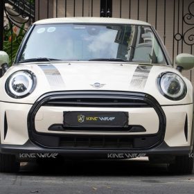 Dán decal đổi màu MINI Cooper trắng kem ngọc trai phối nóc xanh mint 2 Dán decal đổi màu MINI Cooper trắng kem ngọc trai phối nóc xanh mint