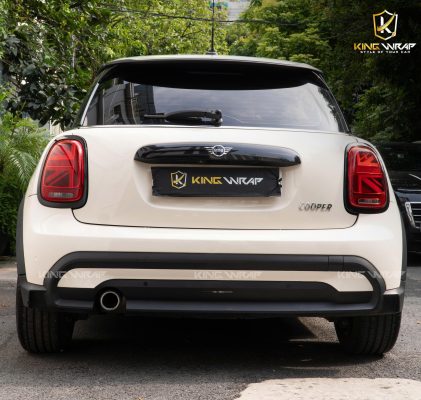 Dán decal đổi màu MINI Cooper trắng kem ngọc trai phối nóc xanh mint Dán decal đổi màu MINI Cooper trắng kem ngọc trai phối nóc xanh mint