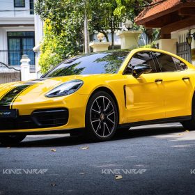 Dán đổi màu vàng Porsche Panamera 